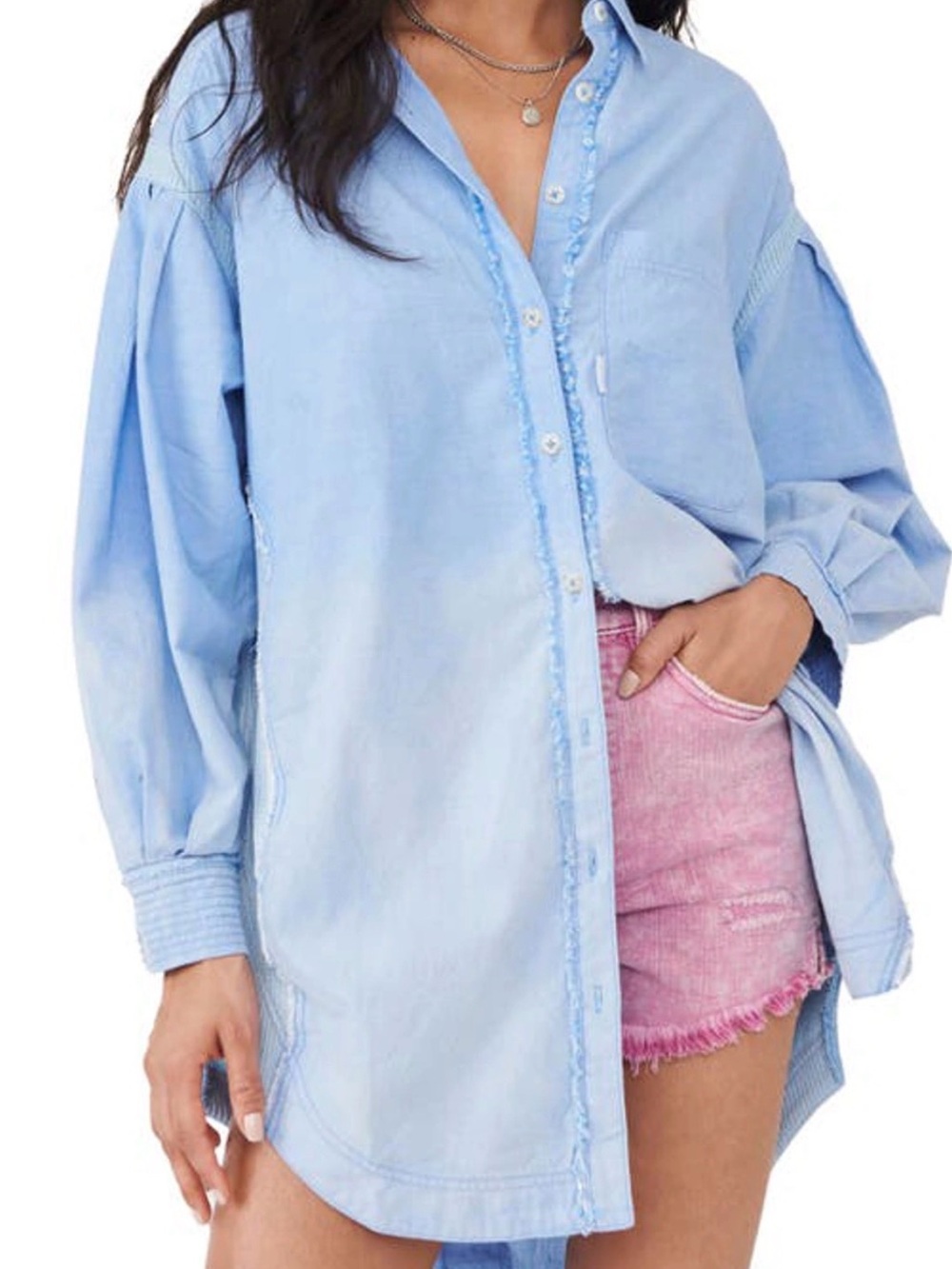 We The Free Chambray ombré Blue Oversized Shirt